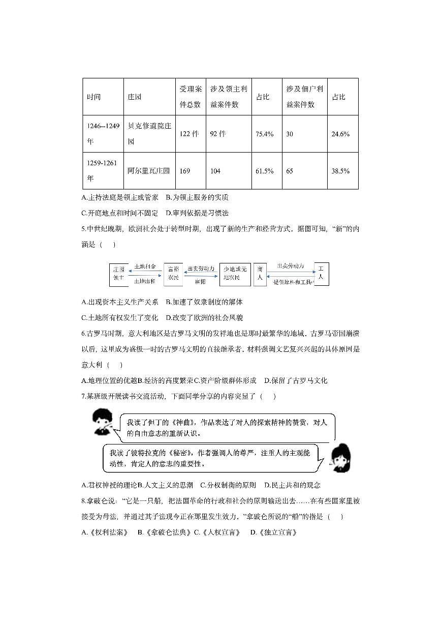 内蒙古自治区呼和浩特市回民区2025-2026学年九年级上学期期中考 历史试卷（学生版）第2页