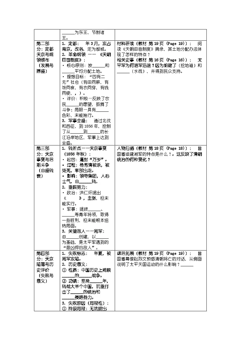 第一单元 第三课《太平天国运动》导学案第3页