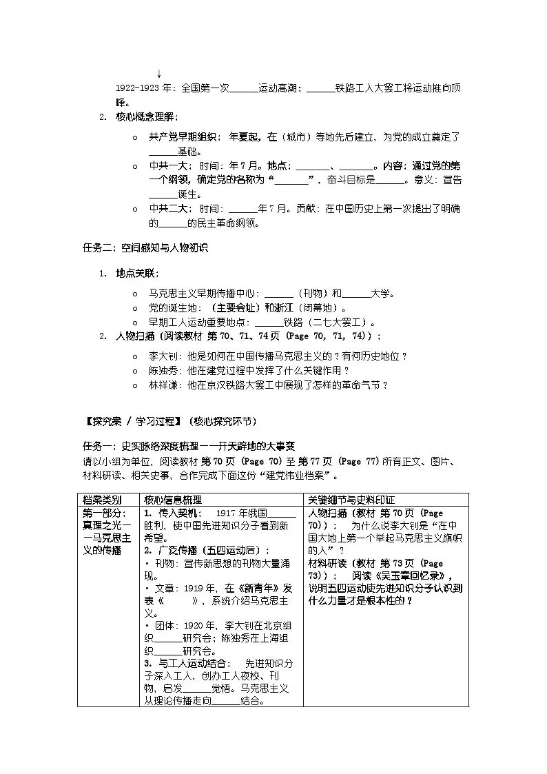 第四单元 第十二课《中国共产党诞生》导学案第2页