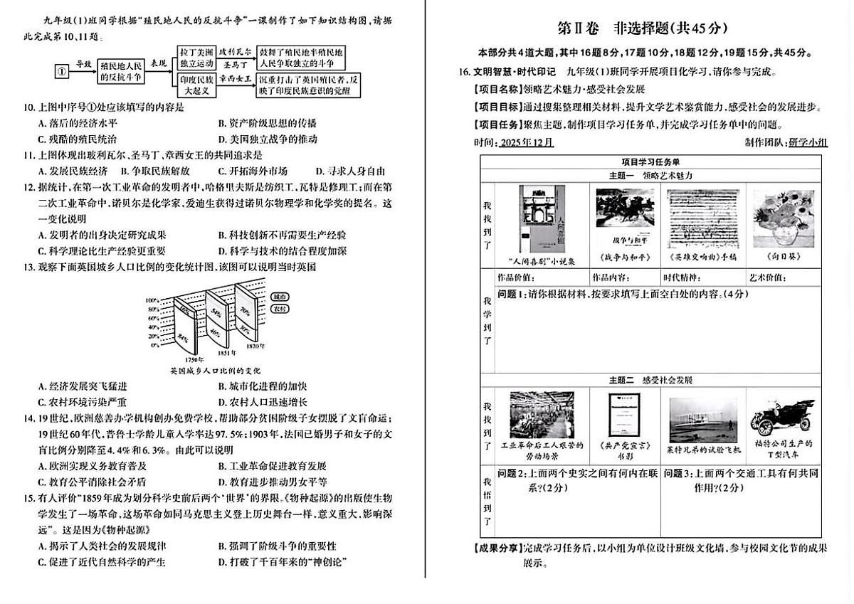 山西省大同市灵丘县2025-2026学年九年级上学期12月月考历史试题第2页