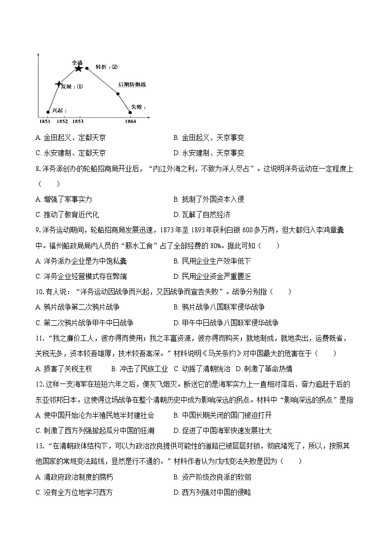 2025-2026学年江西省赣州市大余县部分初中八年级（上）期中历史试卷（含答案）第2页