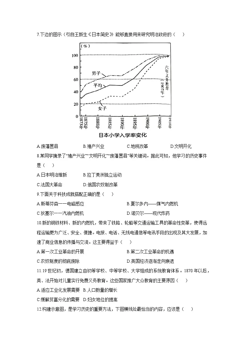 新疆和田地区皮山县2025-2026学年九年级上学期11月月考历史试卷（学生版）第2页