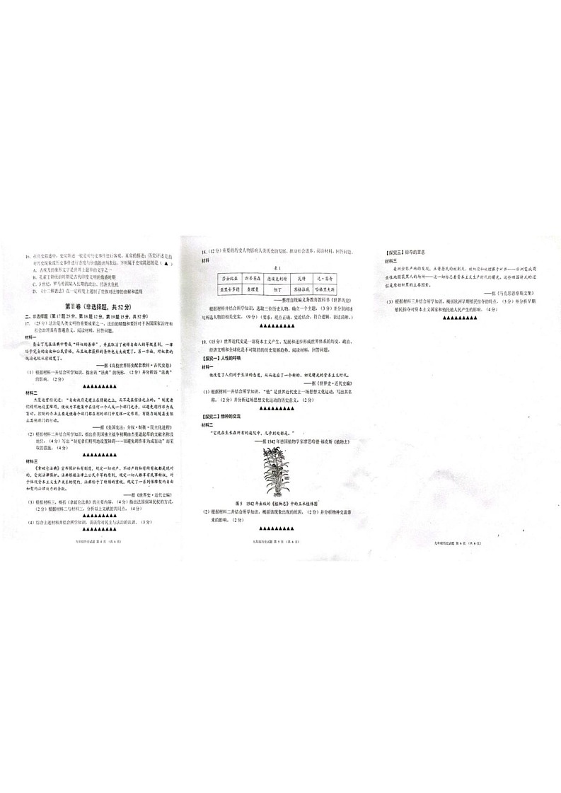 四川省成都市八区联考2024--2025学年部编版九年级历史上学期期末检测试题第2页