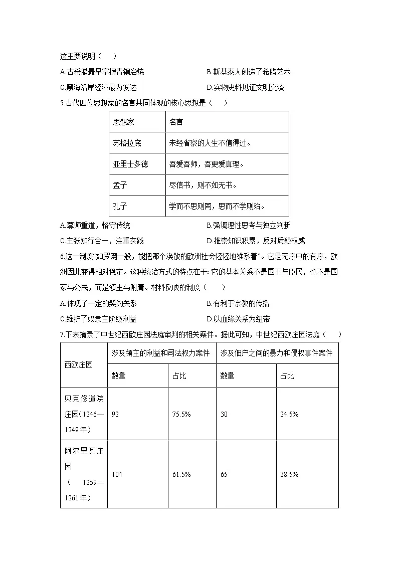 广东省广宁县两校2024-2025学年九年级上学期期末历史试卷（学生版）第2页