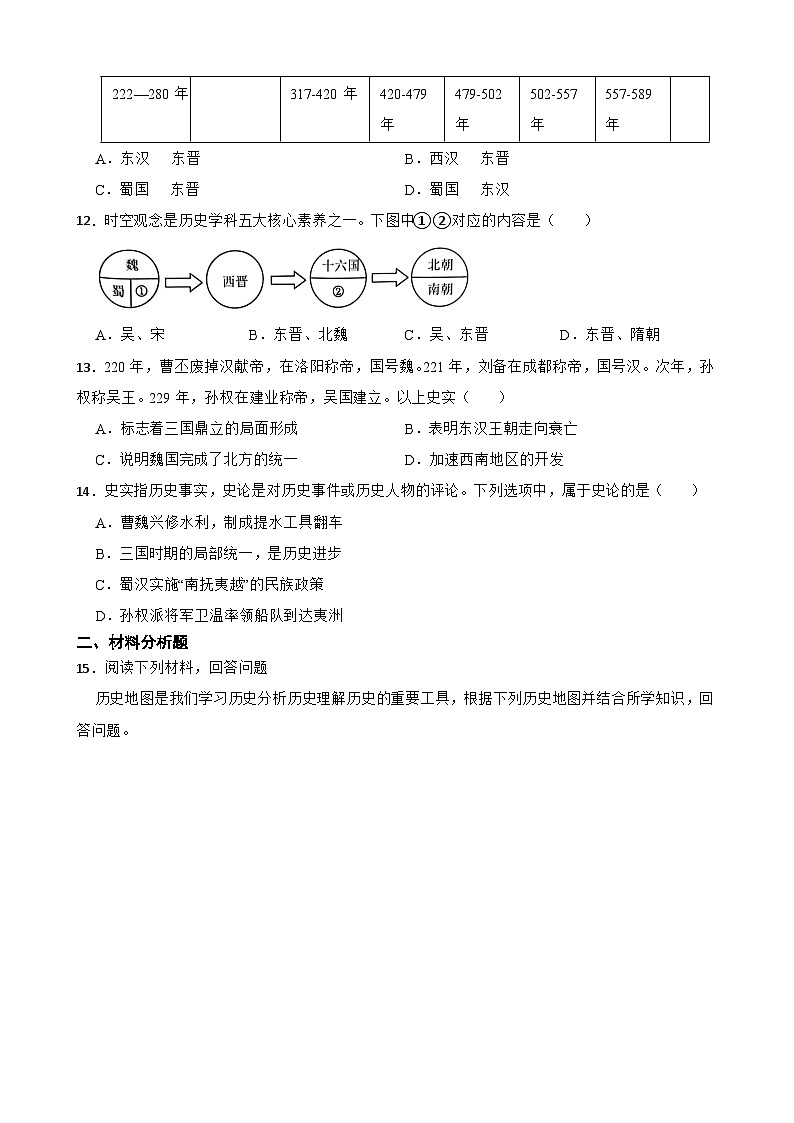 16课 三国鼎立 课后练习（含答案） 2025—2026学年七年级上册历史统编版第3页