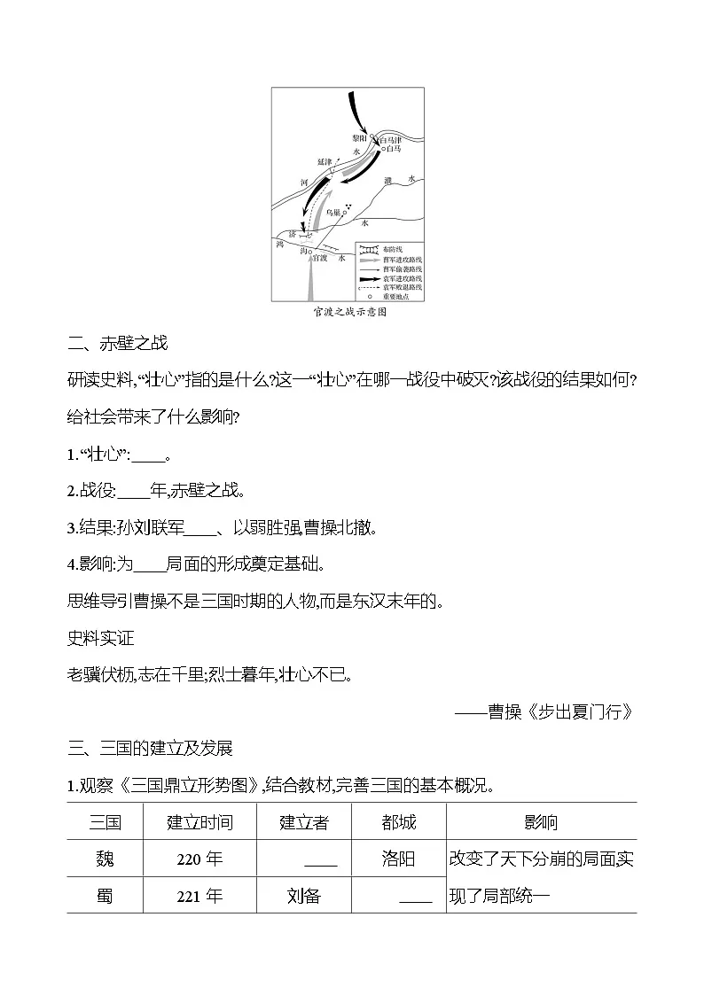 2024-2025 部编版历史 七年级上册 第四单元　第16课　三国鼎立 导学案（学生版）第2页