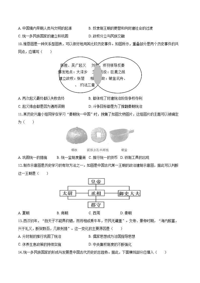 2025-2026学年天津市河东区七年级（上）月考历史试卷（12月份）-自定义类型第3页