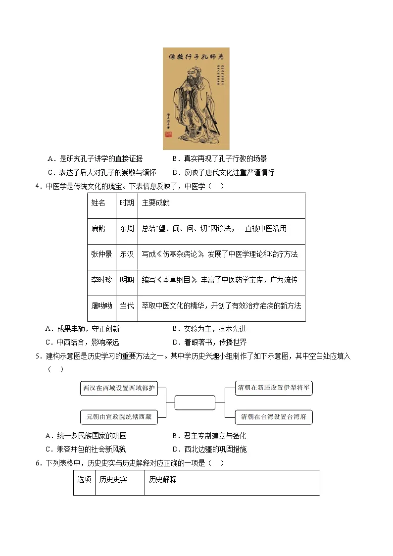 2024年中考历史（重庆）第二次模拟考试（含答案）第2页
