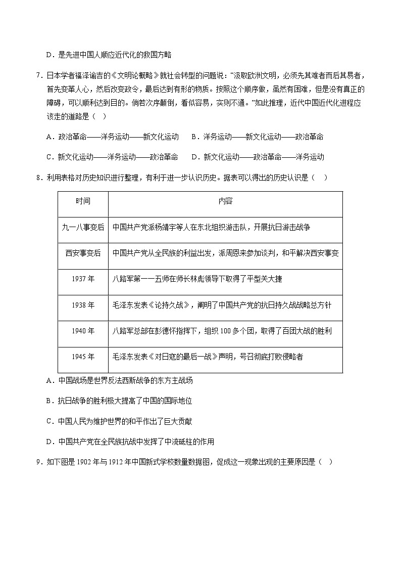 2024年中考历史（深圳）押题预测卷（含答案）第3页