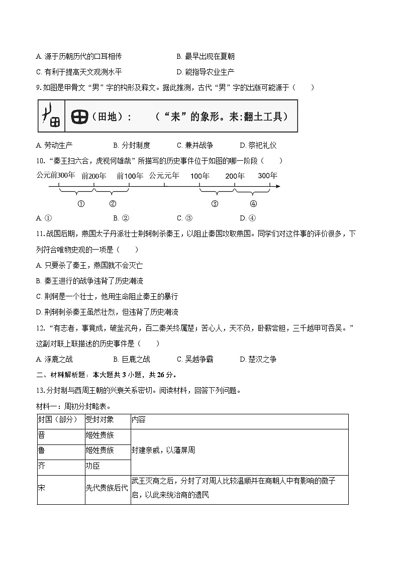 2025-2026学年湖北省荆门市京山市七年级（上）期中历史试卷（含答案）第2页