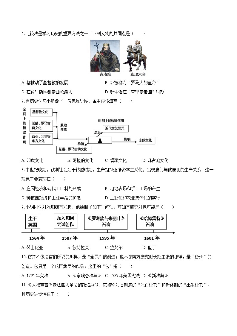 2025-2026学年辽宁省葫芦岛市南票区九年级（上）期中历史试卷（含答案）第2页