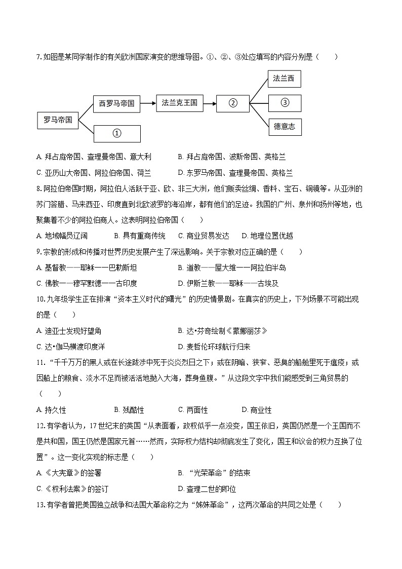 2025-2026学年河北省唐山市路南区九年级（上）期中历史试卷-自定义类型第2页