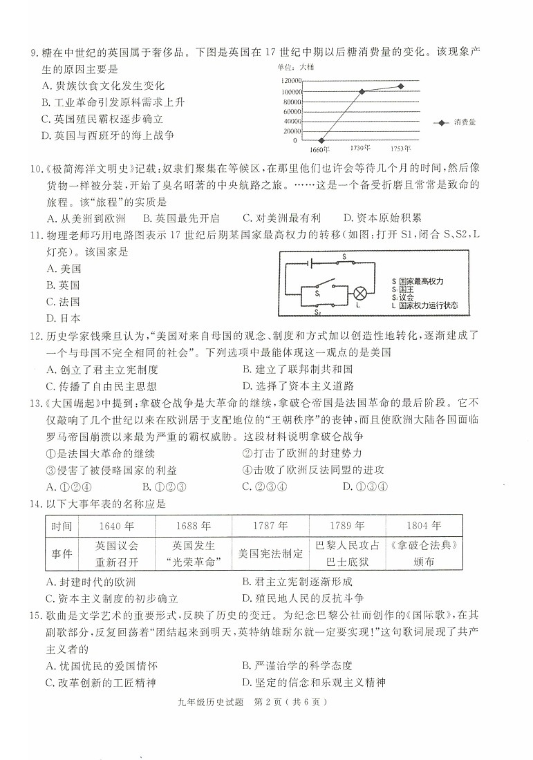 【9历期末】安徽省合肥市庐江县2024-2025学年九年级上学期1月期末历史试题第2页