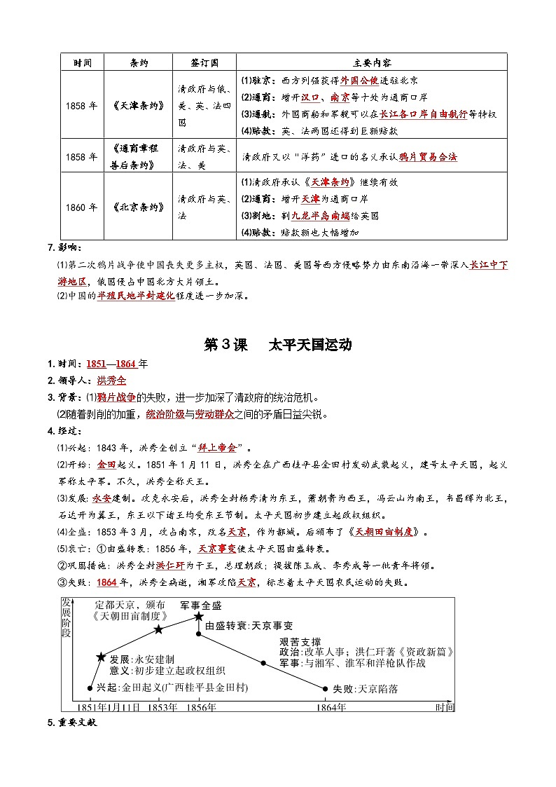 2025年秋新教材八上《历史》第一单元必背知识练习（背诵版+默写版）第3页