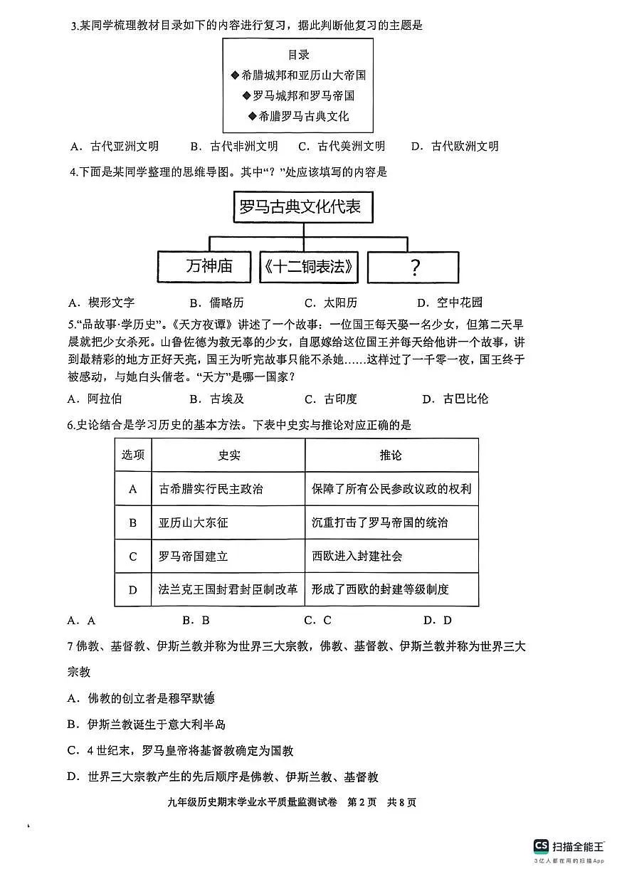 辽宁省丹东市宽甸县2025-2026学年九年级上学期期末考试历史试卷第2页