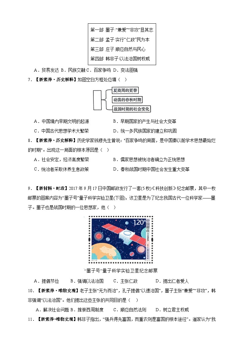 第7课  百家争鸣 课后练习 含答案—2025—2026学年七年级·上册 历史 （统编版）第2页