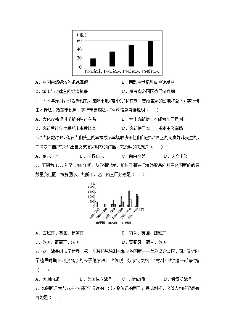 2025-2026学年湖南省长沙市九年级上学期期末模拟卷历史试卷（学生版）第2页
