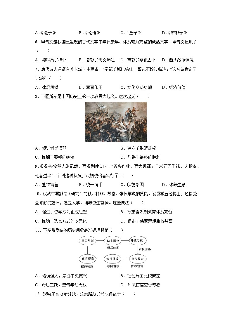 2025-2026学年湖南省七年级上学期期末模拟卷历史试卷（学生版）第2页