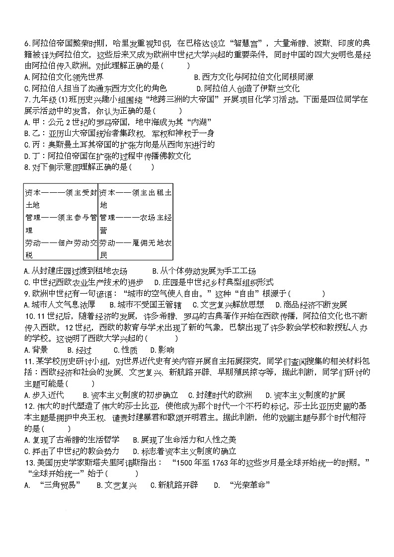 新疆阿勒泰地区部分学校2023-2024学年上学期九年级期末联考历史试卷第2页