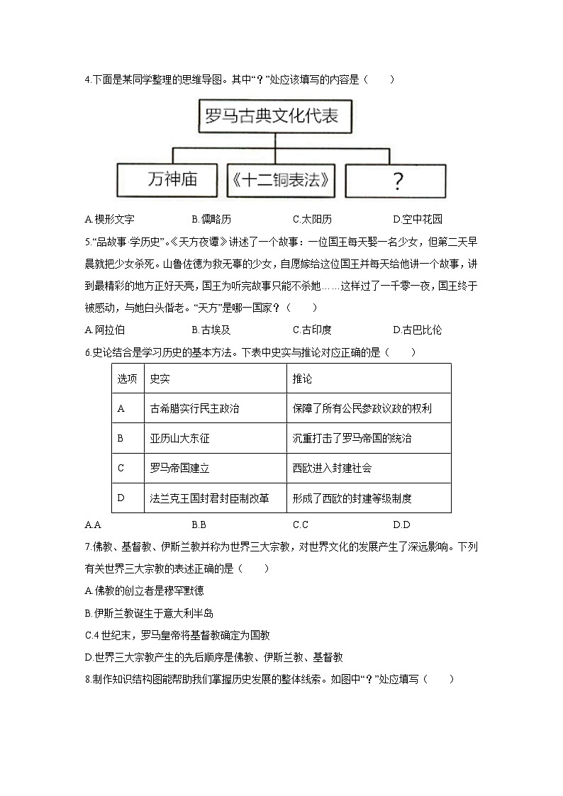 2025-2026学年辽宁省丹东市宽甸县九年级上学期期末考试历史试卷（学生版）第2页