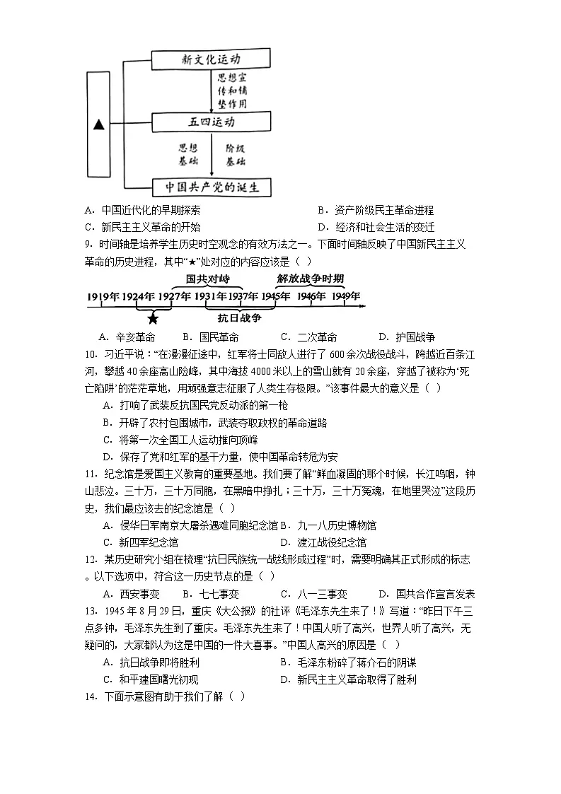黑龙江省哈尔滨市道里区2025-2026学年八年级上学期期末考试历史试卷（解析版）第2页