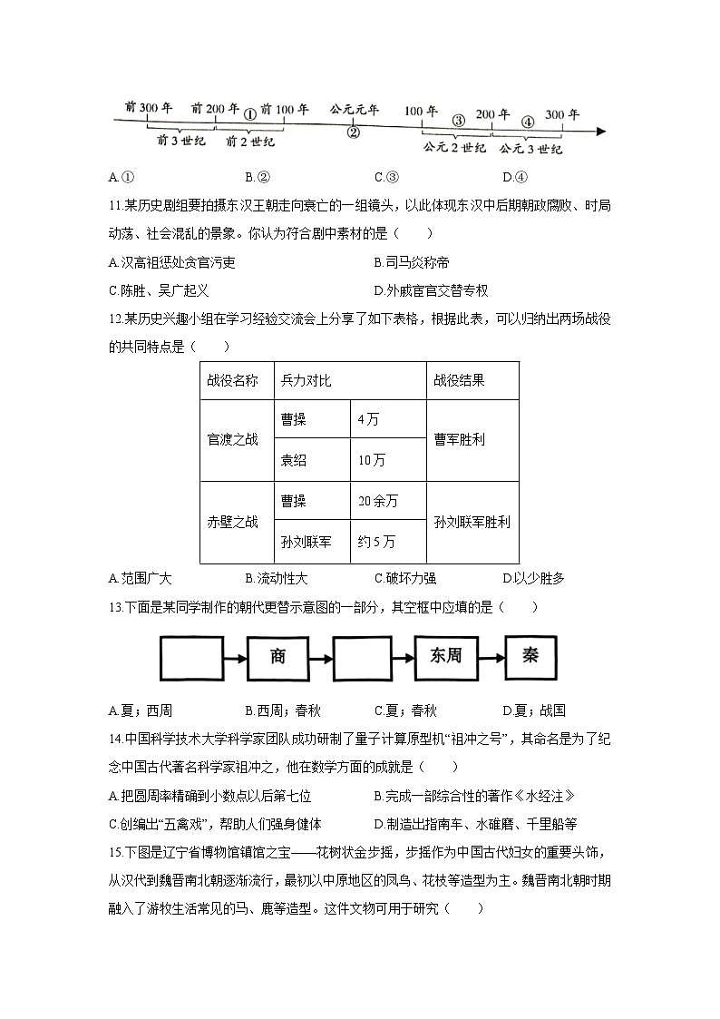 2025-2026学年辽宁省沈阳市和平区七年级上学期期末历史试卷（学生版）第3页