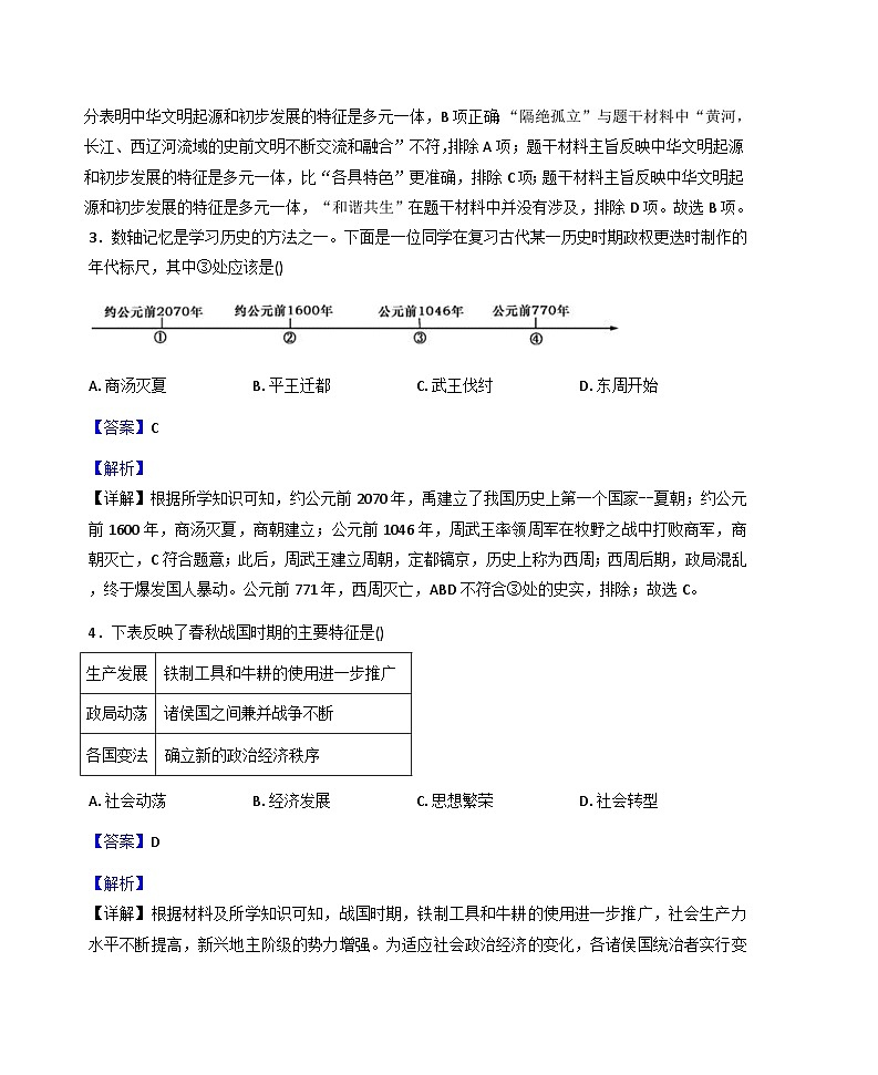 安徽省六安市霍山县部分校联考2025-2026学年七年级上学期1月月考历史试题(解析版)第2页