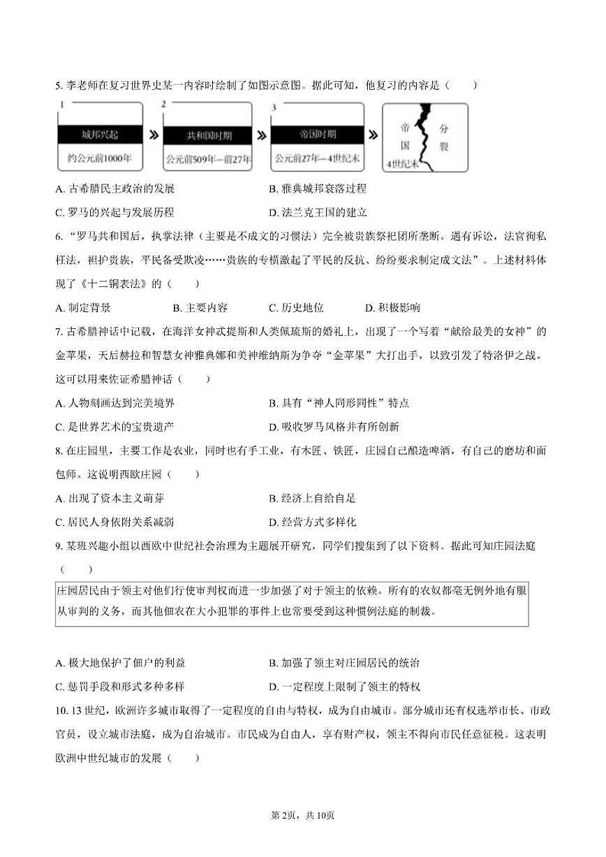 2025-2026学年山西省晋城市泽州县九年级（上）期中历史试卷（有答案）第2页
