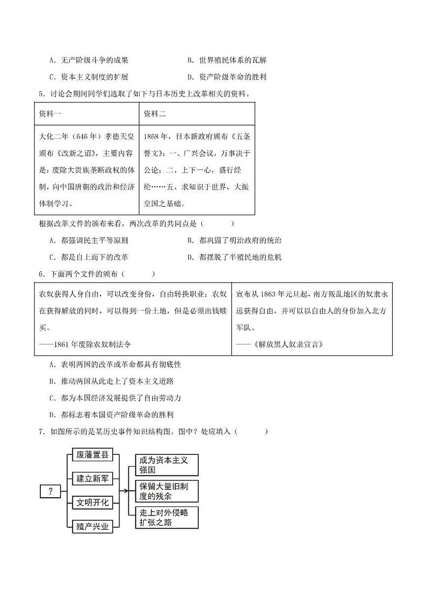 2026届山东省德州市德城区六校九年级上学期第二次阶段性检测历史试卷第2页