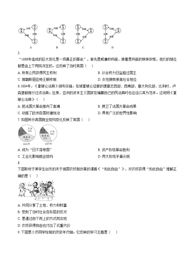 山西省运城市平陆县多校2025_2026学年九年级上学期1月期末历史试题（扫描版，含答案）第2页