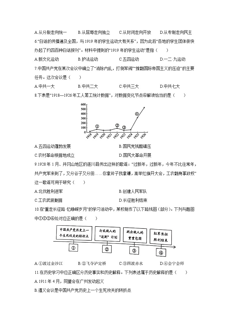 2025-2026学年新疆维吾尔自治区喀什地区巴楚县八年级上学期1月期末历史试卷（学生版）第2页