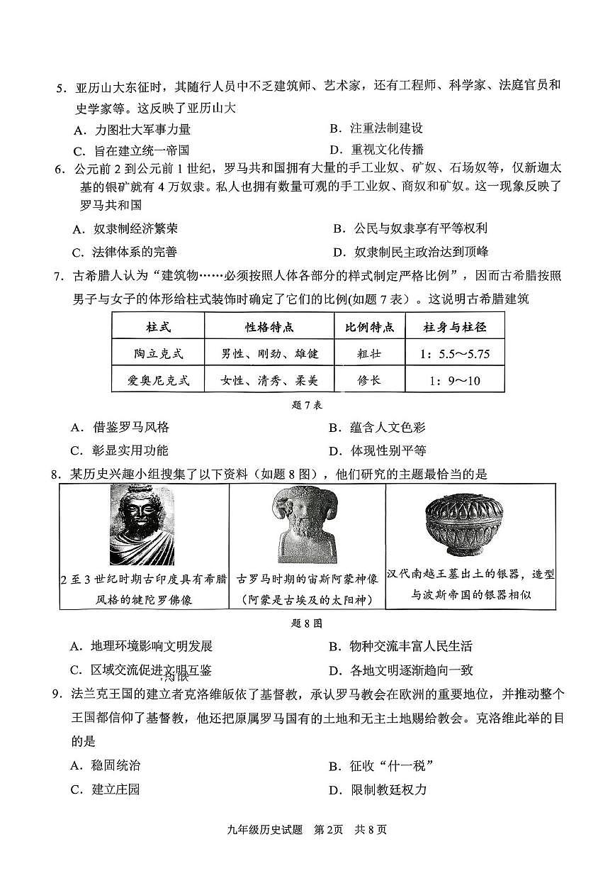 广东省广州市番禺区2025-2026学年九年级上学期期末历史试题第2页