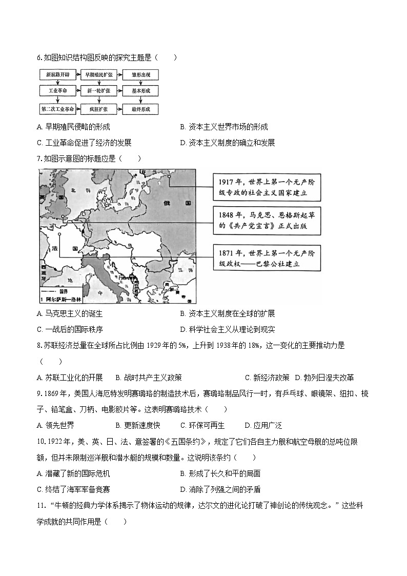 2025-2026学年湖北省武汉市江岸区三校教联体九年级（上）月考历史试卷（1月份）-自定义类型第2页