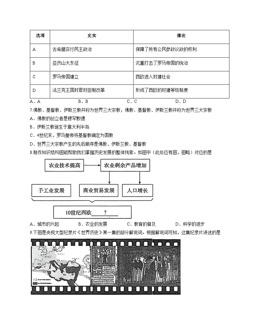 辽宁省丹东市宽甸县2025_2026学年九年级上学期期末考试历史试卷（扫描版，含答案）第3页