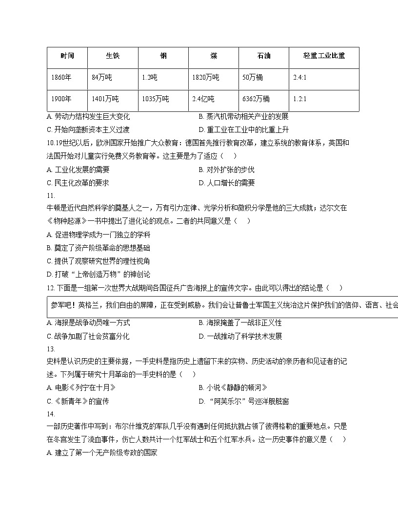 安徽省宿州市第十一中学教育集团2025_2026学年九年级上学期第二次月考历史试题（扫描版，含答案）第3页