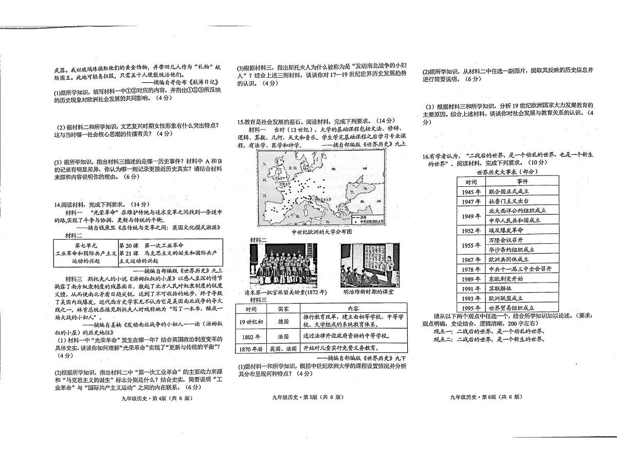 湖南省长沙市雨花区2025-2026学年九年级上学期期末考试历史试题第2页