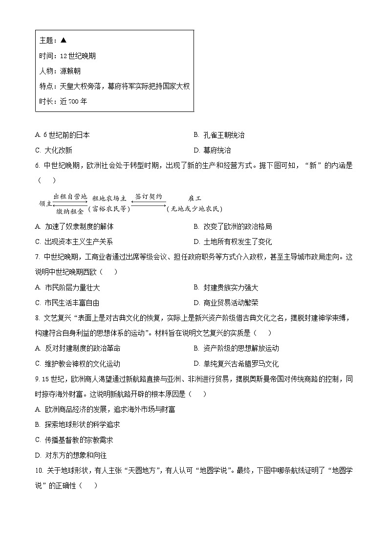 四川省达州市万源市2025-2026学年九年级上学期1月期末历史试题（原卷版+解析版）第2页