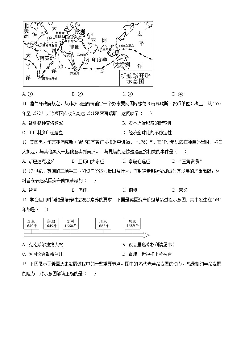 四川省达州市万源市2025-2026学年九年级上学期1月期末历史试题（原卷版+解析版）第3页