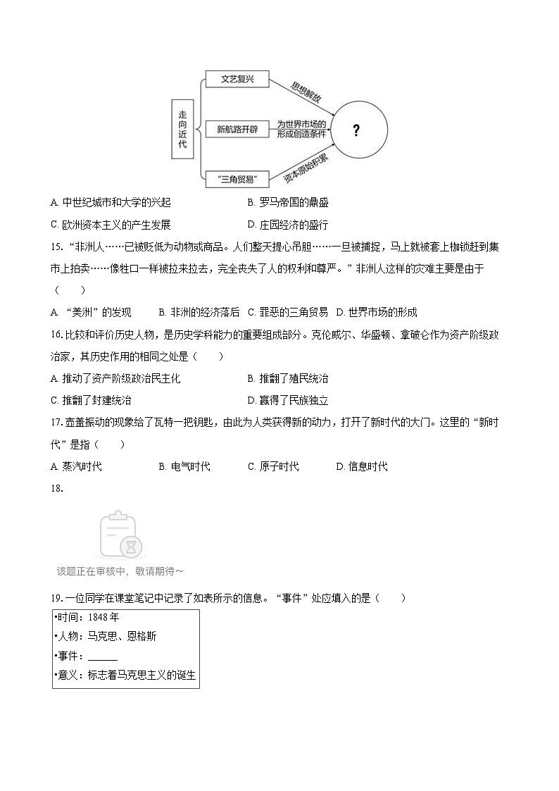 2025-2026学年海南省临高县九年级（上）期末历史试卷-自定义类型第3页
