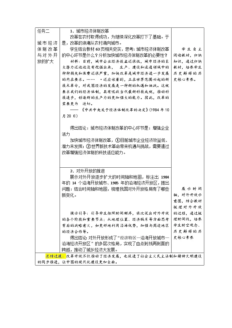 2026年统编版八年级历史下册 第10课 《改革开放和社会主义现代化建设的全面展开》【教学设计】第3页