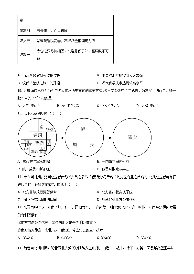 新疆维吾尔自治区和田地区皮山县2025—2026学年统编版七年级历史上学期期末考试题（原卷版+解析版）第2页