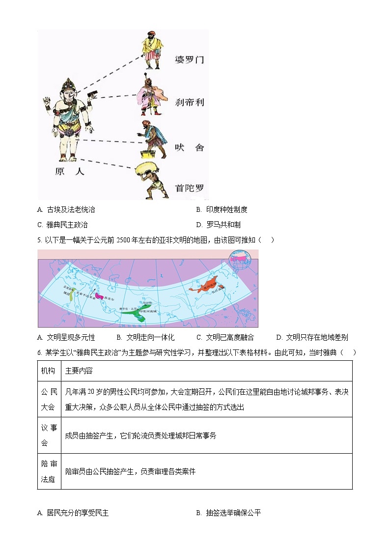 广东省江门市九年级上学期期末历史试题（原卷版）-A4第2页