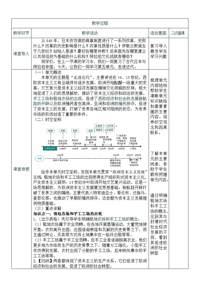 2026初中历史中考一轮复习26 走向近代（教案）第2页