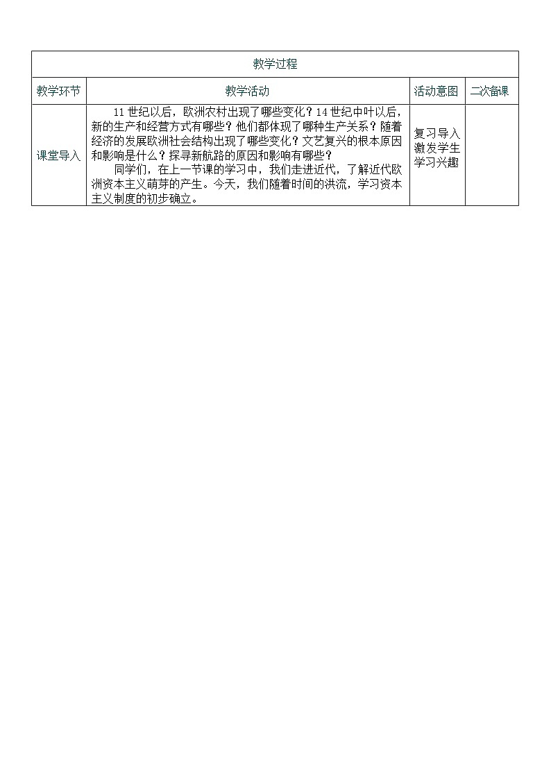 2026初中历史中考一轮复习27 资本主义制度的初步确立（教案）第2页