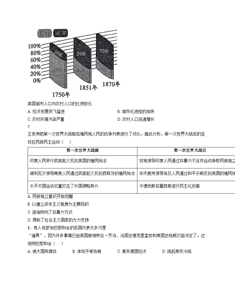 内蒙古兴安盟乌兰浩特市五中联盟校2025_2026学年九年级上学期12月月考历史试题（扫描版，含答案）第2页