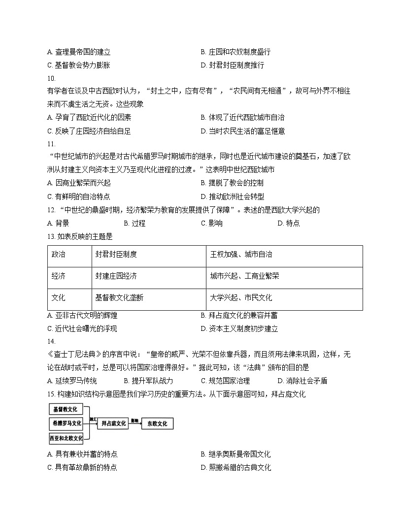 福建省厦门市海沧区北附学校教育集团2025_2026学年上学期阶段性学业诊断九年级历史试题（扫描版，含答案）第3页
