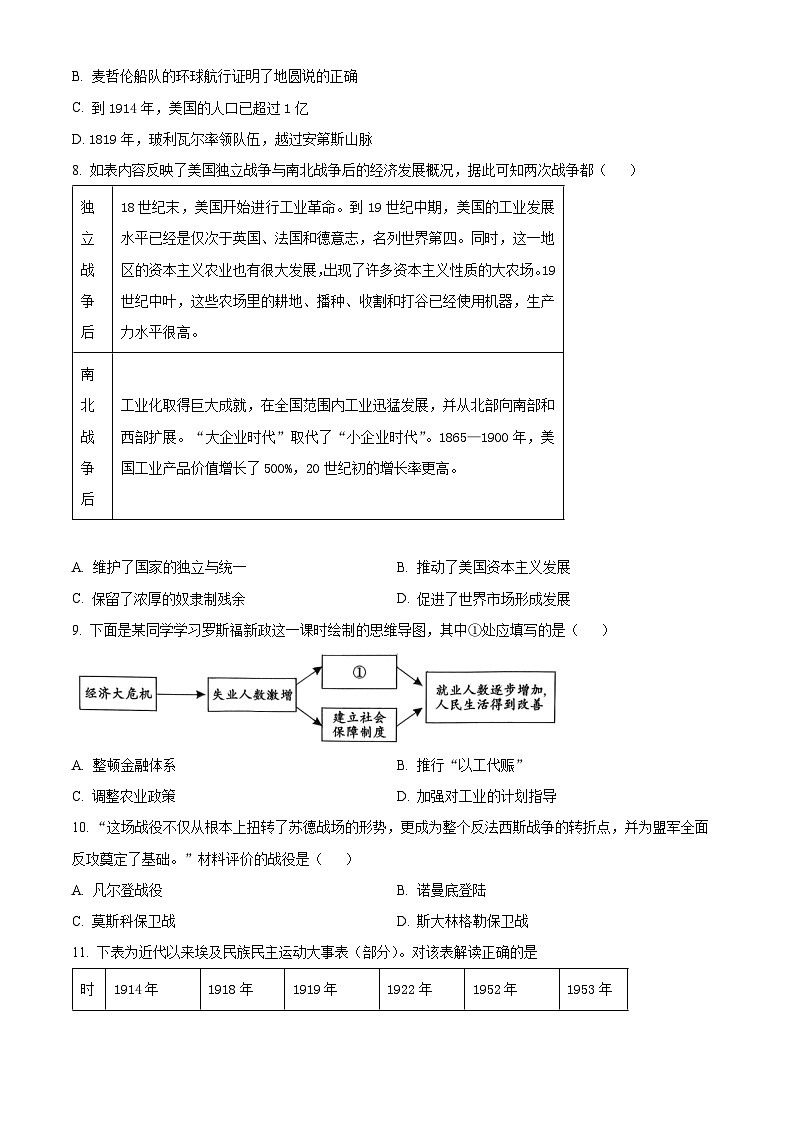 陕西省宝鸡市陈仓区2025-2026学年上学期九年级历史期末联考卷（原卷版+解析版）第3页
