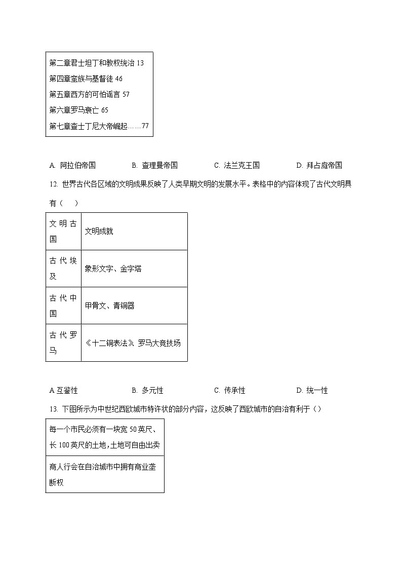 海南省乐东黎族自治县民族中学2025—2026学年九年级上册10月月考历史试题【附答案】第3页