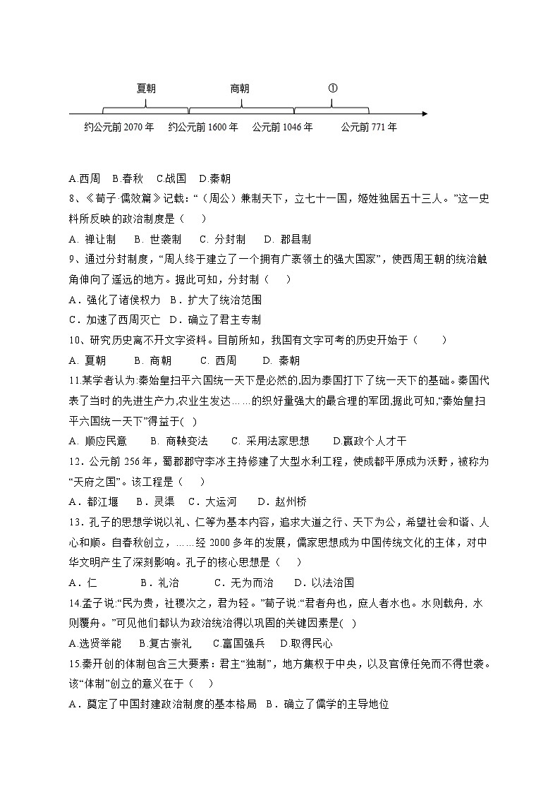 山东省菏泽市巨野县2025—2026学年七年级上册11月期中考试历史试题【附答案】第2页