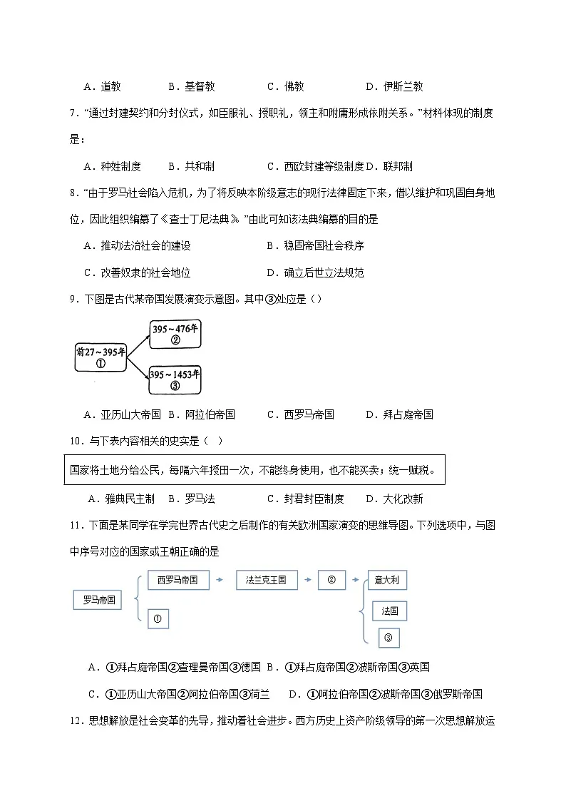 山东省菏泽市巨野县2026届九年级上册11月期中考试历史试题【附答案】第2页